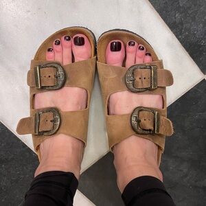 Plakton Suede Buckle Slides